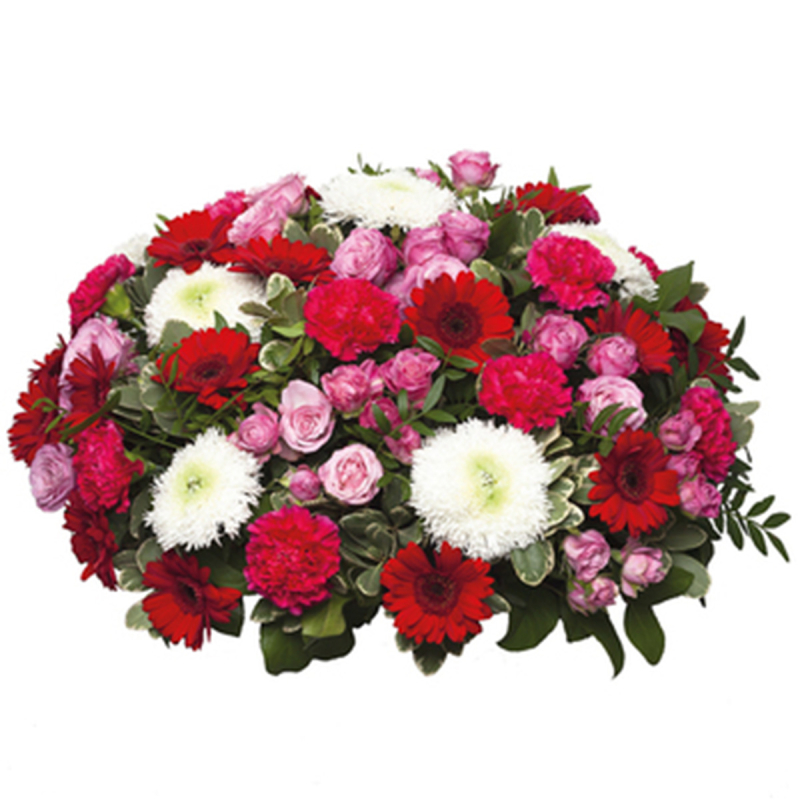 Coussin rond rouge et fuchsia Coussin rond rouge et fuchsia